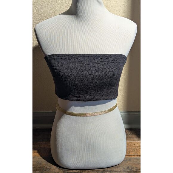 Anthropologie Maeve Black Smocked Tube Top Bandeau Medium - Picture 1 of 4